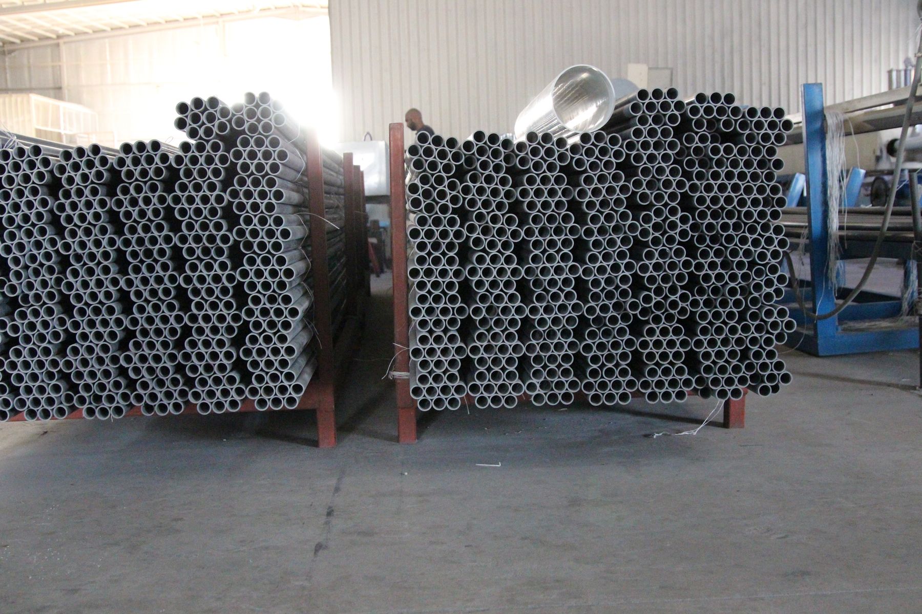 Pipe racks on the ALFA factory floor